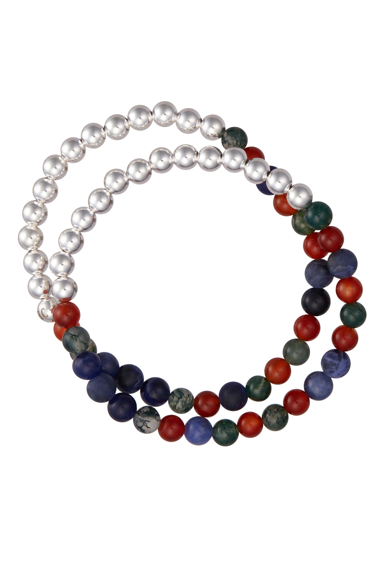N 77 DETOX Healer's Bracelets Men's (Set of 2) Silver